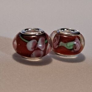 Elegant Floral Glass Bead Charm